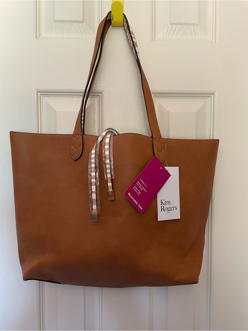 Kim Rogers Brown Reversible Tote with Straps NWT